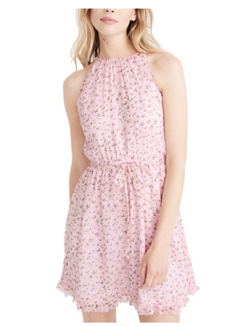 Abercrombie & Fitch Pink Floral Ruffle Halter Mini Dress Size XS